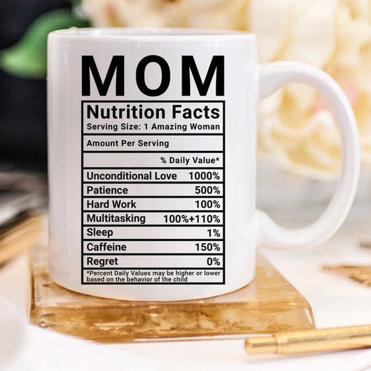 Mother's Day Coffee Mug - Mom Nutrition Facts - Magenta Shadow