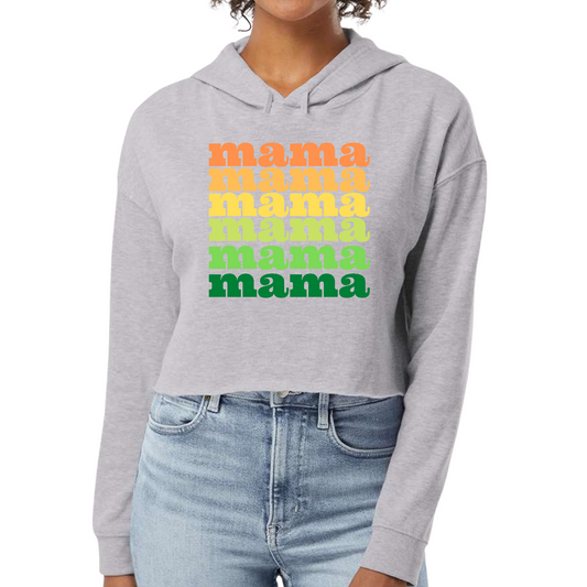 Womens Cropped Hoodie Mama Celebrating Mothers Grey Coco