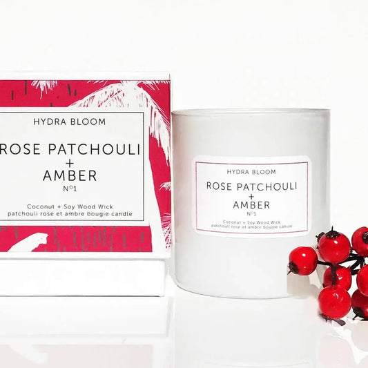 Rose, Patchouli & Amber Natural Candle - cozy desires