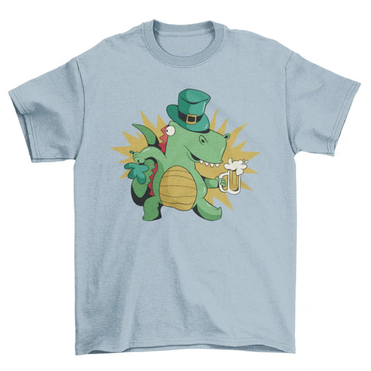 St patricks dinosaur with beer t-shirt - cozy desires